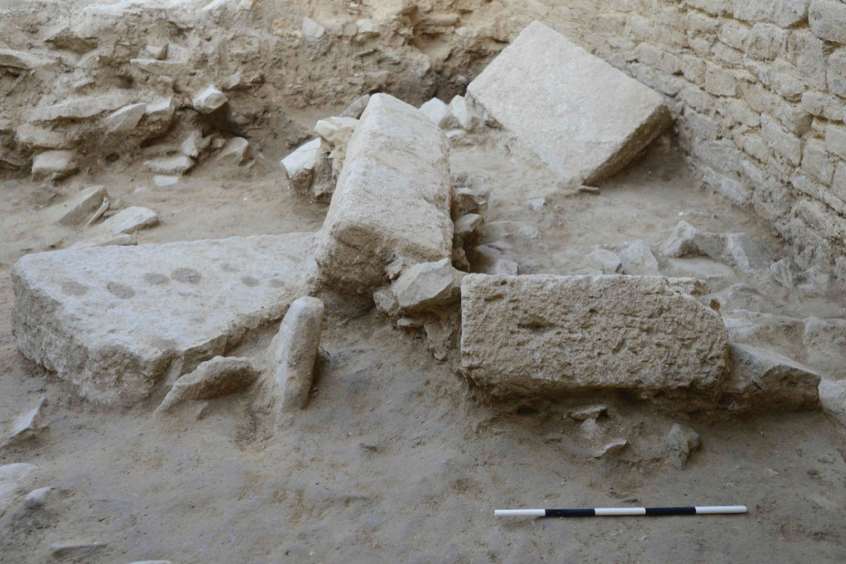 The floor of Tholos VI, one of two family tombs UC archaeologists discovered last year, is composed of giant stone slabs likely taken from the ruins of the Palace of Nestor. Photo/UC Classics