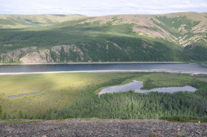 The Siberian Traps, the scene of ancient volcanic eruptions 252 million years ago that led to a massive extinction of life on Earth. CCNY researchers Ellen Gales and Benjamin Black obtained samples for their study there. Photo credit: B. Black and L.T. Elkins-Tanton