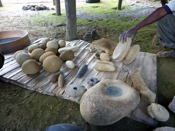 Some of the stone artefacts, including tools and art, that were dug up at the Waim dig site. Picture: UNSW/Ben Shaw