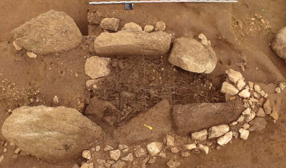 Top view of the Dolmen of Oberbipp, one of the largest burial sites in the study. In this study, researchers analyze 96 ancient genomes to trace the arrival and demographic structure of peoples with Steppe-related ancestry into late Neolithic, early Bronze Age Switzerland and povide new insights into the ancestry of modern Europeans.
Credit: Urs Dardel, Archäologischer Dienst des Kanton Bern (Switzerland)