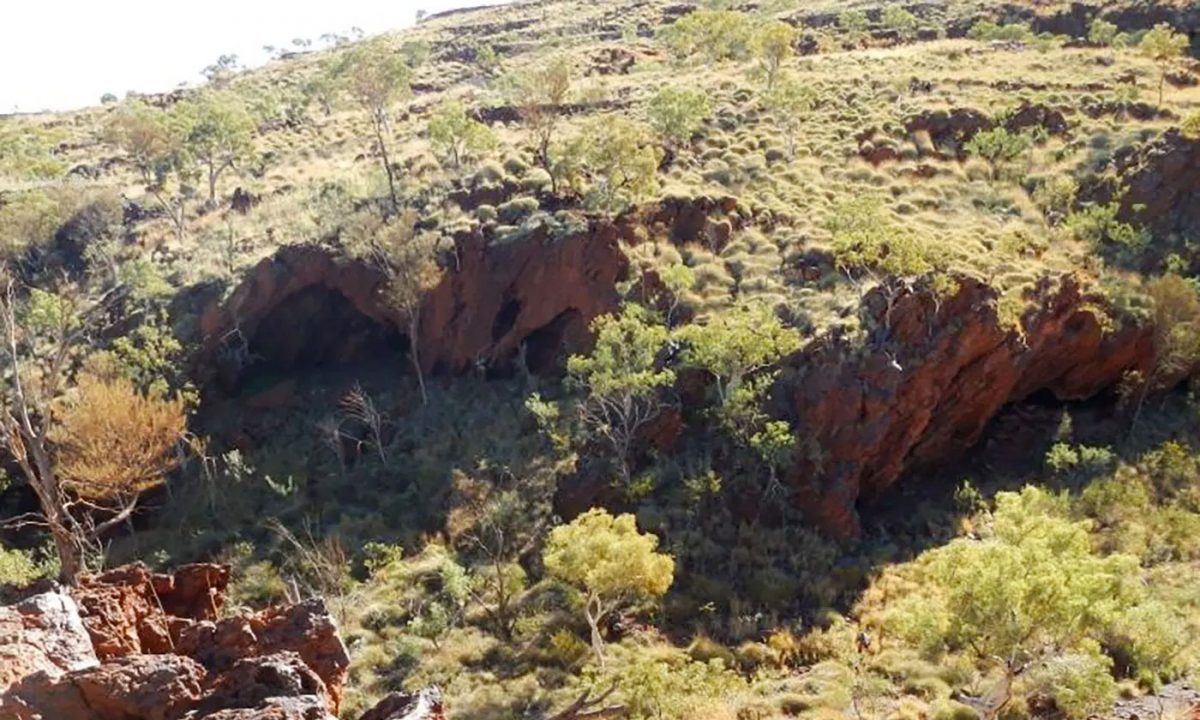 The Juukan 2 cave destroyed during works with explosives. Photo: The Puutu Kunti Kurrama and Pinikura Aboriginal Corporation