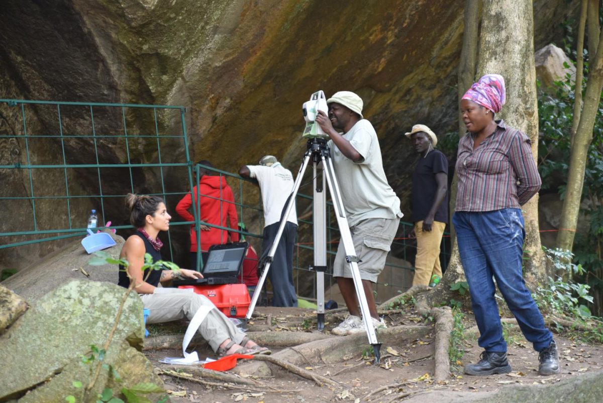 Paper co-author Dr. Christine Ogola oversees excavations at Kakapel Rockshelter with MPI-SHH PhD student Victor Imjili and post-doctoral researcher Emma Finestone. Credit:
Steven Goldstein