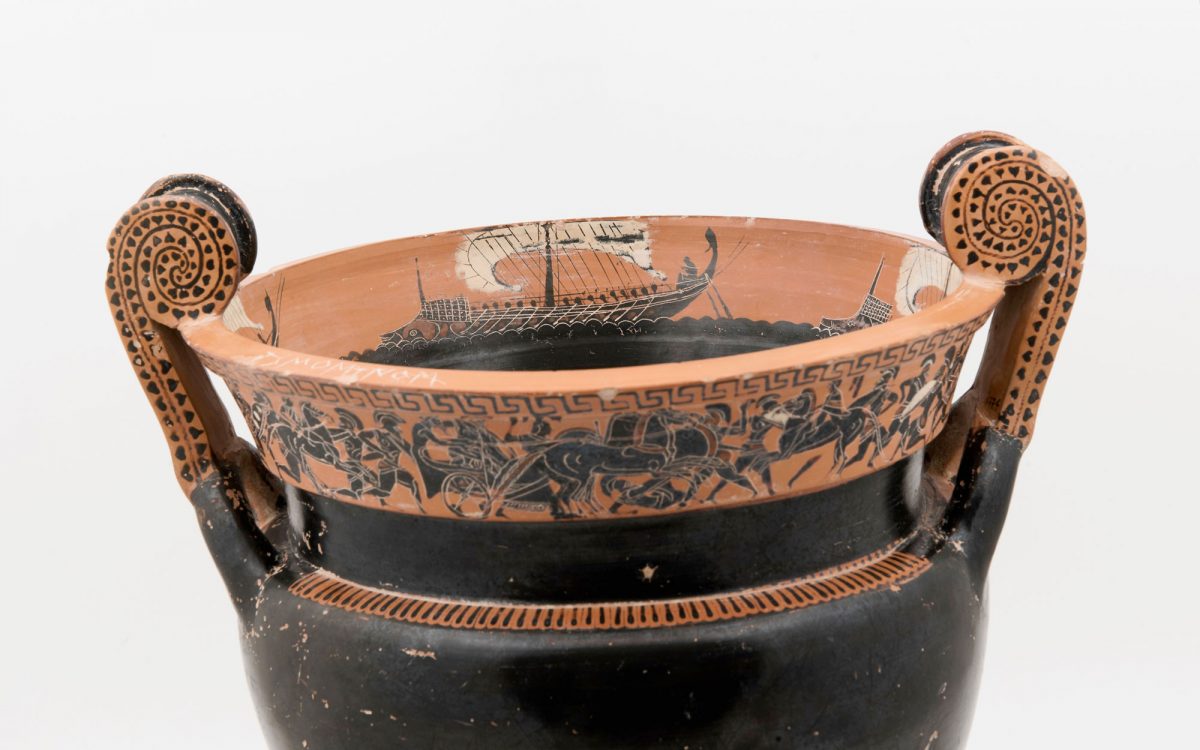 Detail from a black figure Attic vase(6th c. BC. Archaeological Museum of Thera (photo: MOCAS).