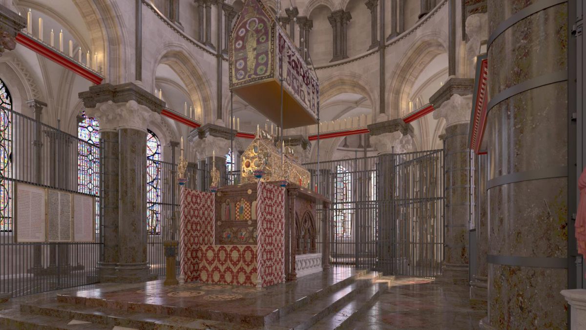 This is a CGI reconstruction of Thomas Beckets shrine. Credit: John Jenkins
