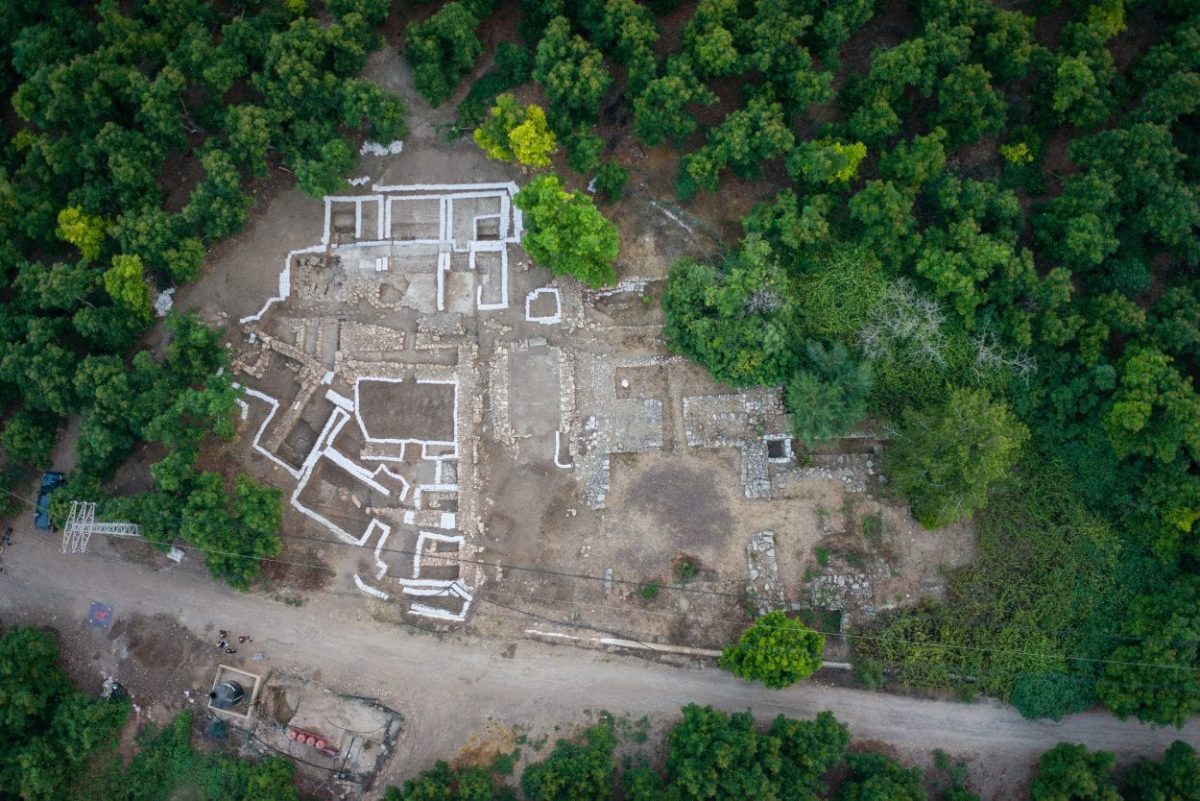 Aerial view of the Canaanite site excavation. Credit: George Washington University