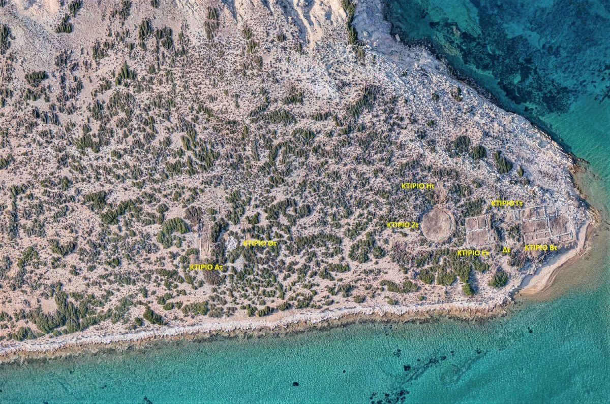 Aerial photograph of the southeastern part of Tsimintiri, with the buildings found so far. (Photo: Ministry of Culture) 