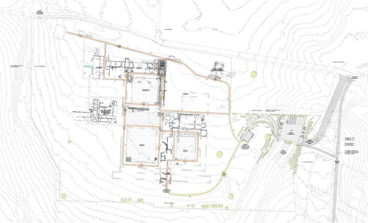 Ground plan of the Building1, the monumental entrance and the eastern stoa/portico of the propylon, part of the proposal for upgrading the palace (photo: Ephorate of Antiquities of Pella).  