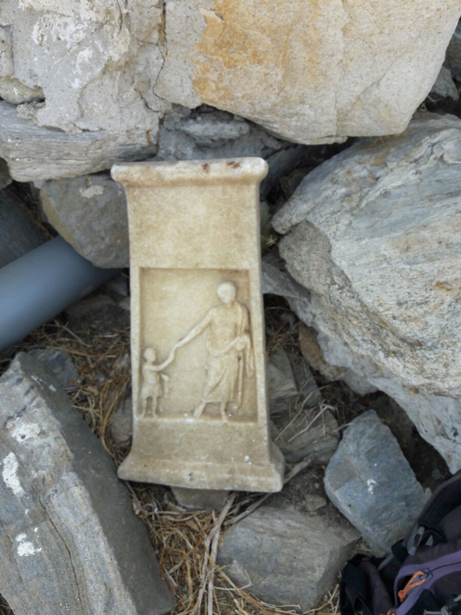 Burial stele found in this season’s excavations on Rheneia. (photo: MOCAS)