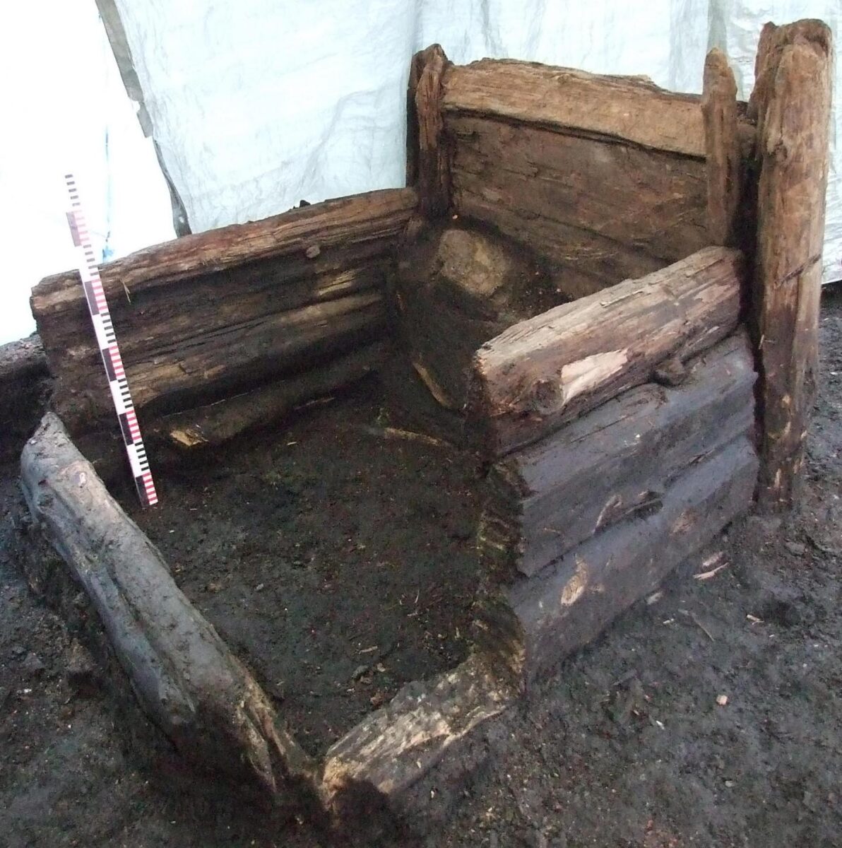 The medieval latrine at Riga during excavation. Credit: Uldis Kalējis