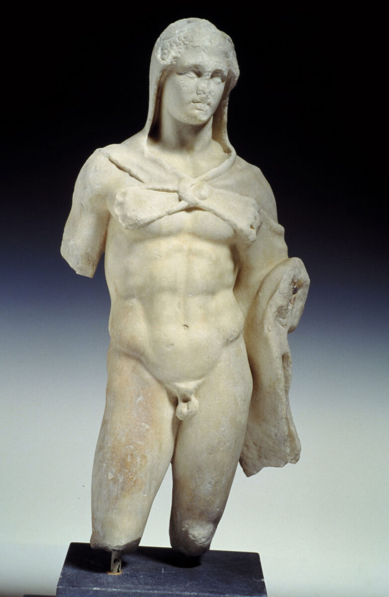 Fig. 1. Statue of the young, nude Hercules that came to light in Aiolou Street in 1885. On display today in the National Archaeological Museum. (Image credit: MOCAS)