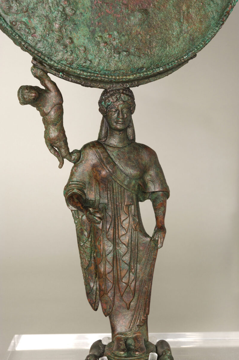 Bronze Caryatid mirror from Ermioni (5th c. BC). Photo: MOCAS