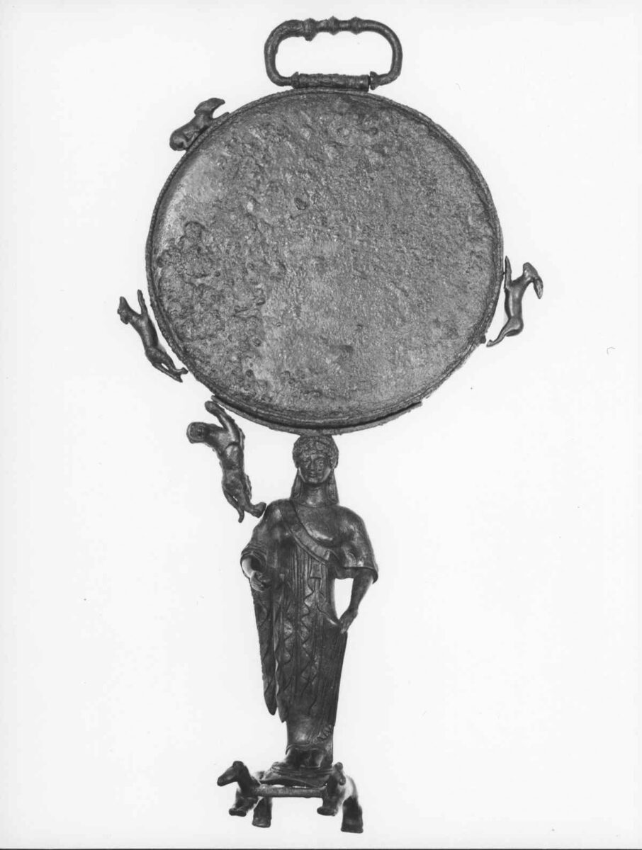 Bronze Caryatid mirror from Ermioni (5th c. BC). Photo: MOCAS