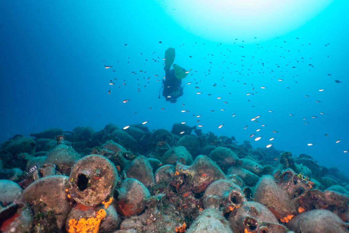 View of the Peristera shipwreck off Alonissos (photo: Ephorate of Underwater Archaeology) 