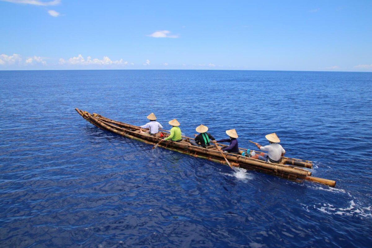 A candidate bamboo craft for the Ryukyu migration built for a re-enactment of that crossing. Credit: © 2020 Yosuke Kaifu