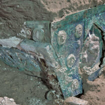 Four-wheeled processional chariot found in Pompeii