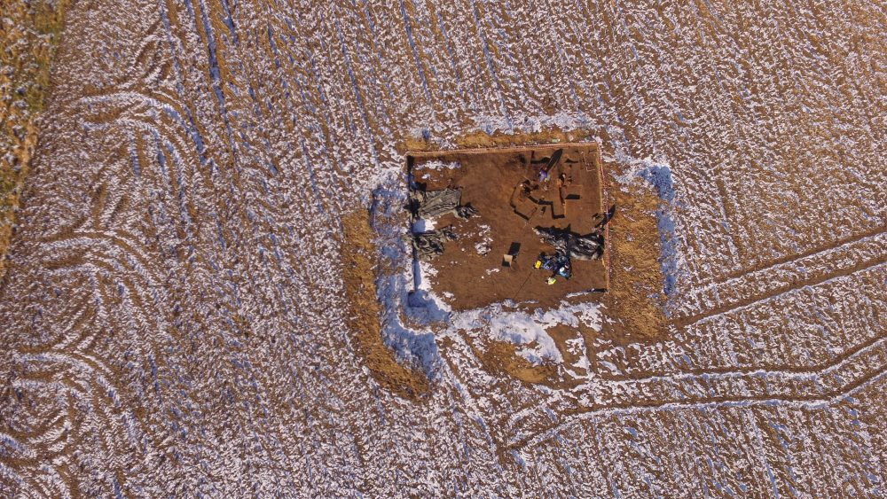 Aerial view with a drone of the ancient pottery production center excavation site. Credit: Projekt Wrzępia
