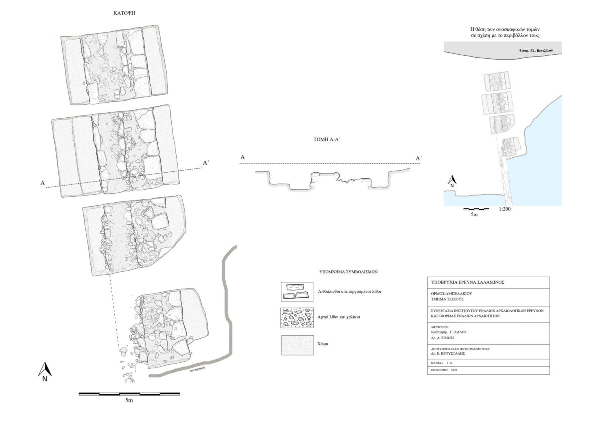 Plan and cross section of the unearthed section of the wall (mapped by E. Kroustalis) (photo: MOCAS).