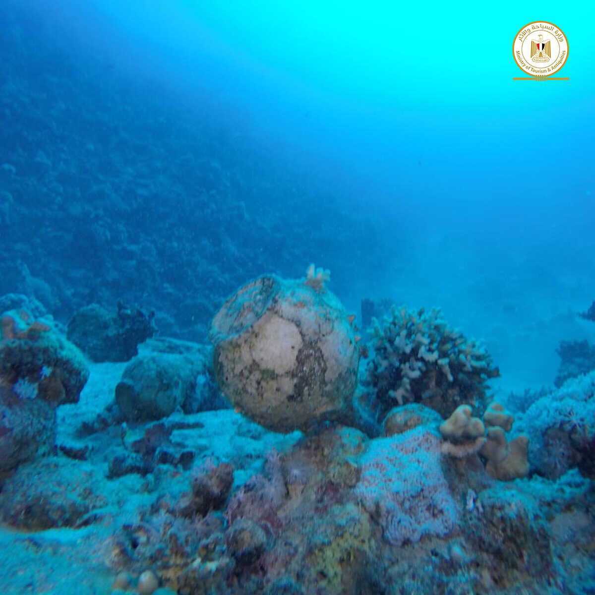 View of the underwater site where the shipwreck was discovered. Credit : Ministry of Antiquities