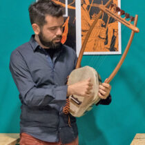 Video game music played with an ancient lyre