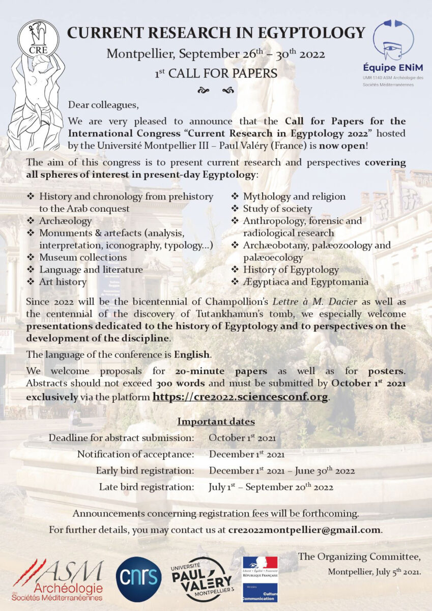 Current Research in Egyptology 2022. Via the CRE website.