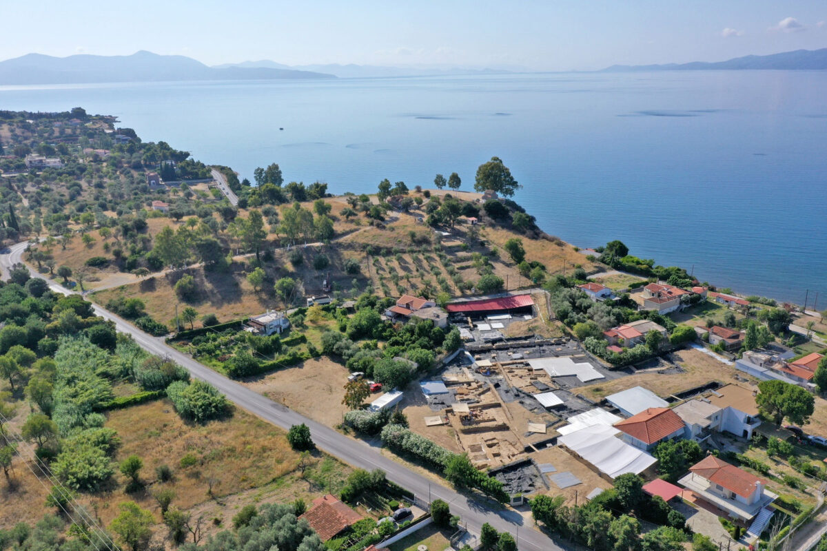 Aerial photograph of the excavation at Amarynthos (photo: MOCAS)