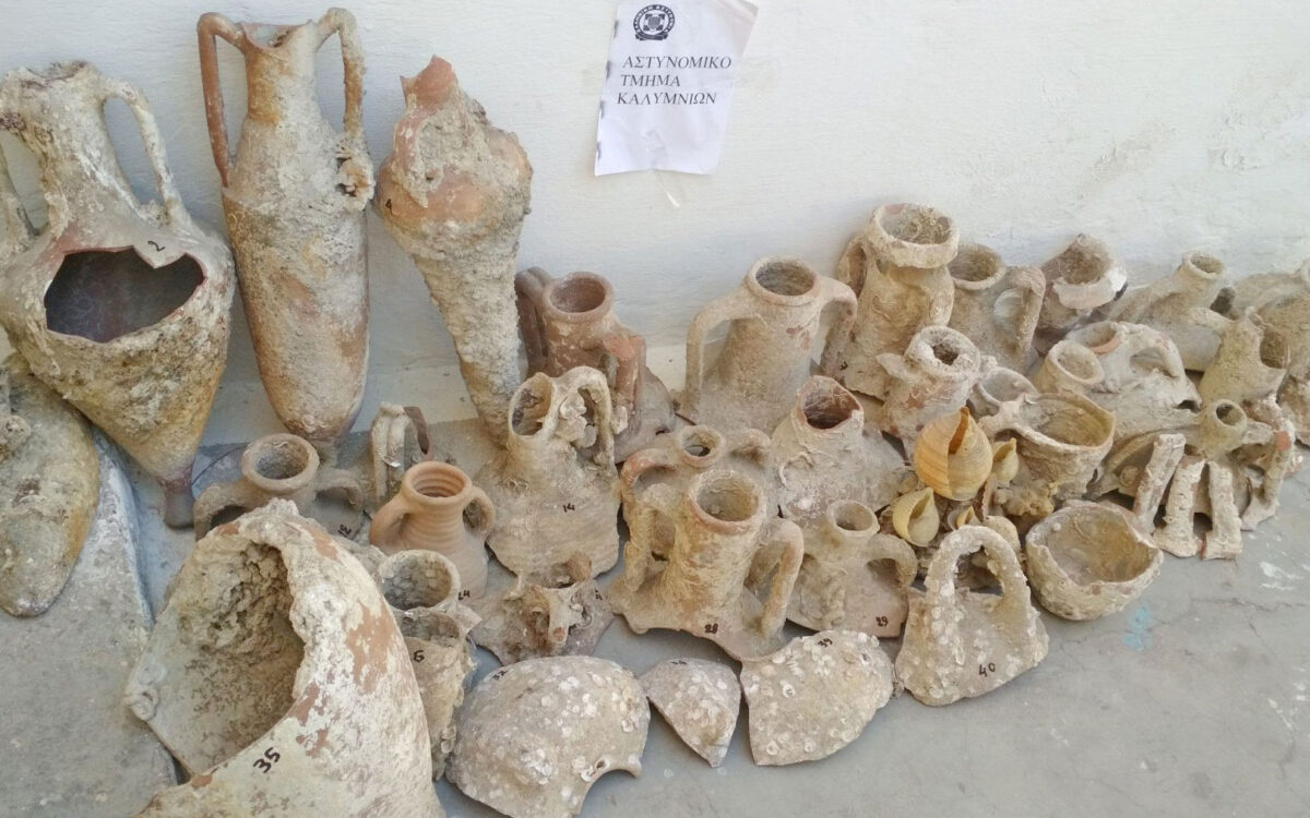 The ancient items found at Athens International Airport (photo: Hellenic Police) 