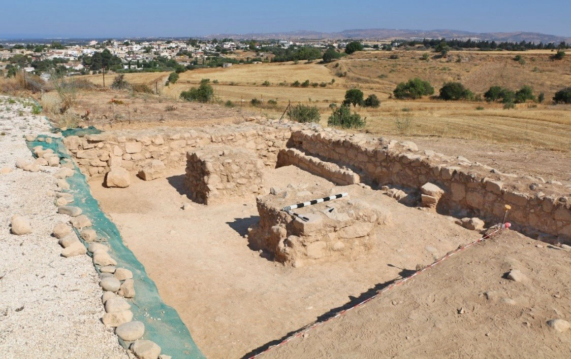 Unit 10 with two pillars of the west side. Credit: Department of Antiquities, Cyprus 
