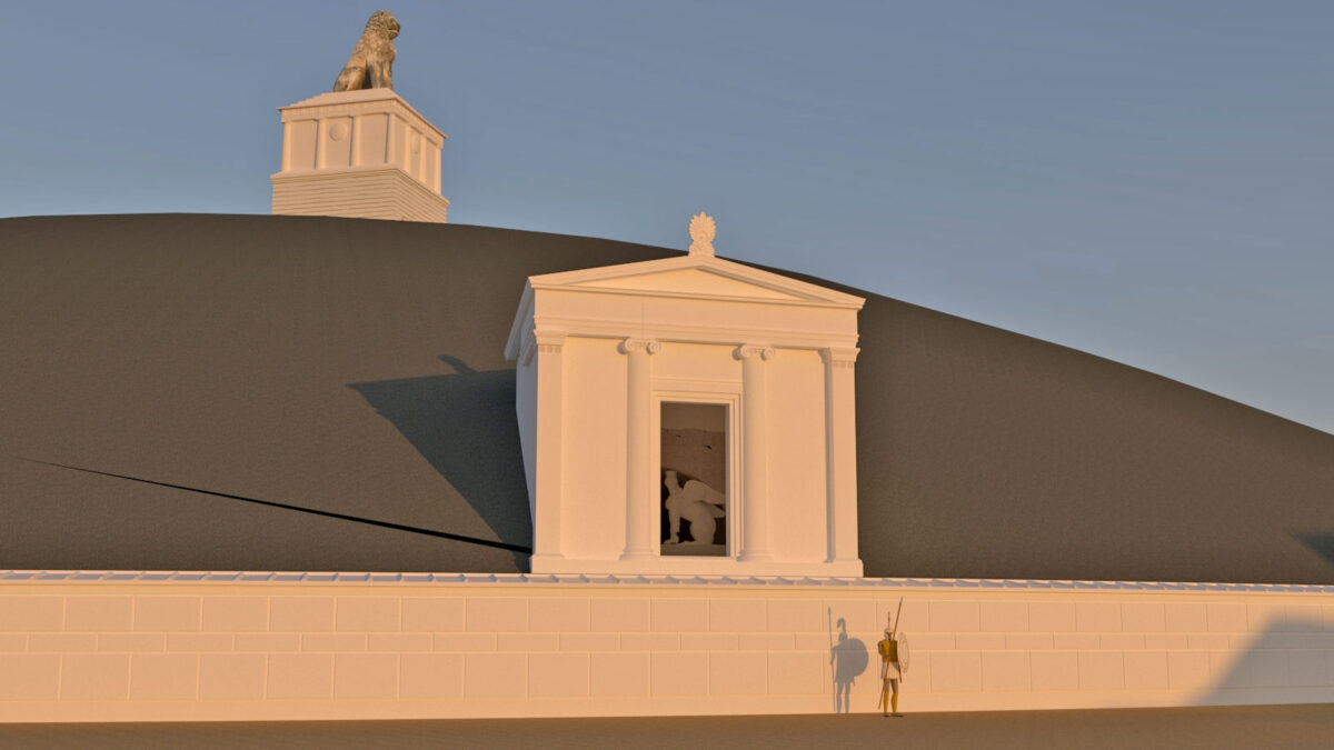 Reconstruction of the portico and mound (photo: MOCAS)