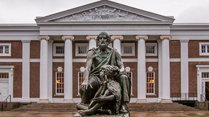 Homer statue in front of Old Cabell Hall at the University of Virginia.