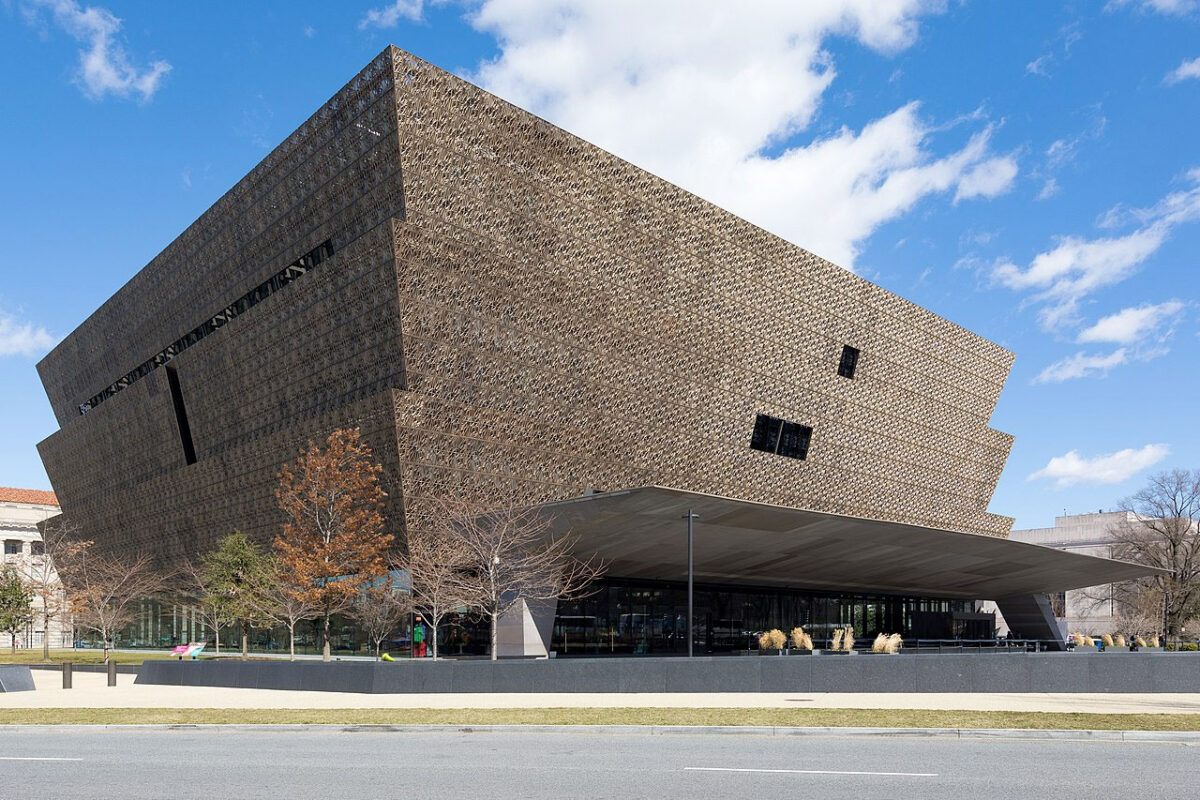 The Smithsonian National Museum of African American History and Culture (image: Wikipedia / By Frank Schulenburg - Own work, CC BY-SA 4.0).