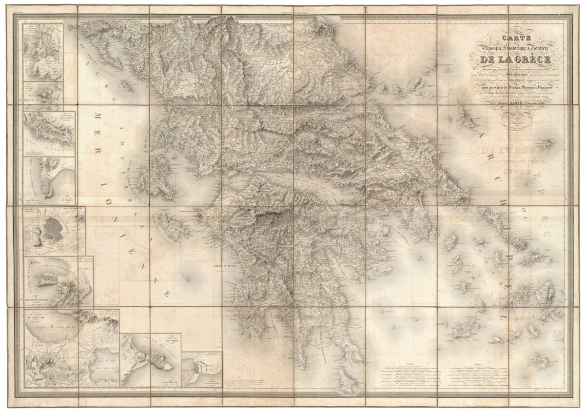 Physical, historical and road map of Greece ..., Paris 1826. ELIA / MIET Collection
