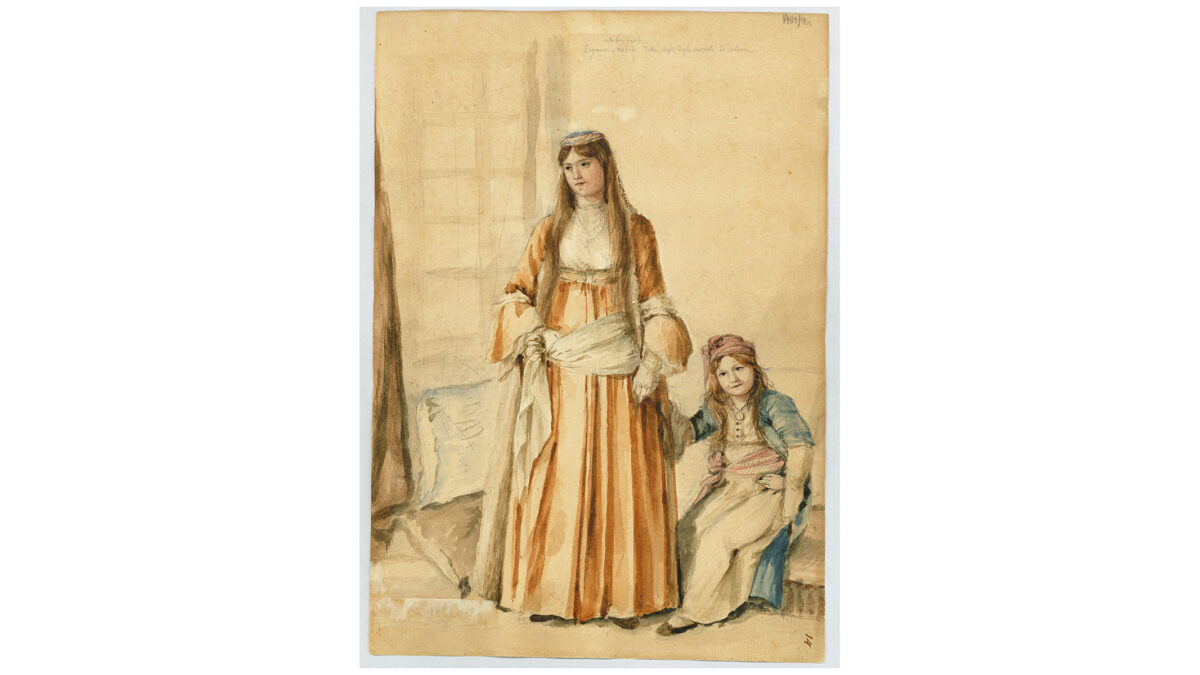 Fig.11. Athenian lady with her young daughter. G. Pitzamanos, 1818, EIM Collections.
