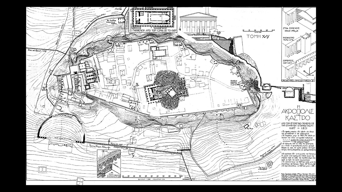 Fig. 20. The Acropolis as a castle, 1687-1821. Plan by M. Korres.