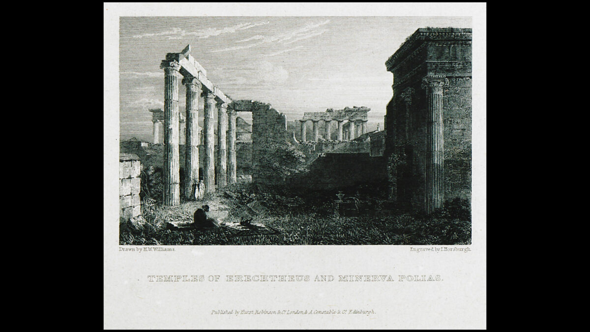 Fig. 22. The Erechtheion and the Parthenon from the North. H.W. Williams, 1829