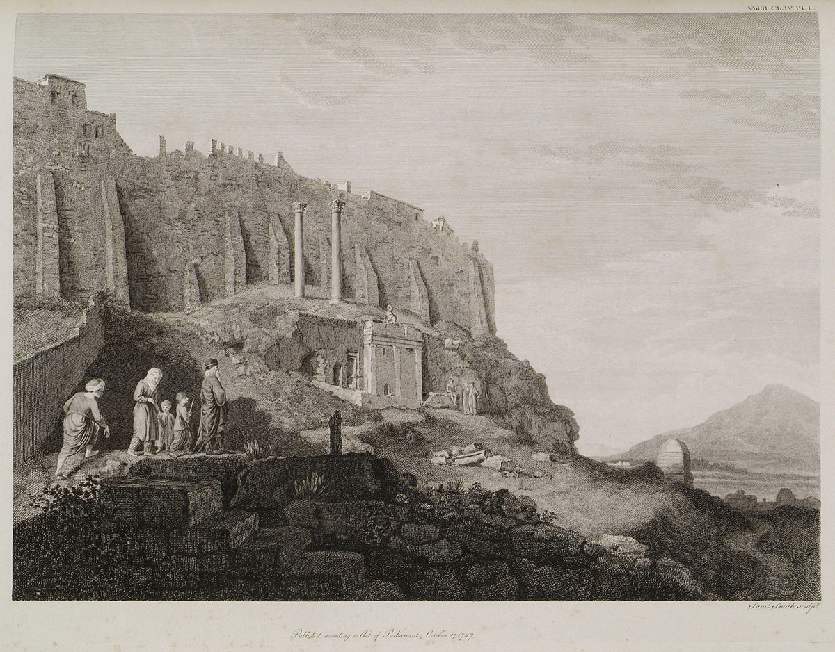 Fig. 36. The Choragic Monument of Thrasyllusbefore and after the destruction of 1827. Drawing by J. Stuart and N. Revett, 1751-1735.ΕΙΜ Photo Archive.