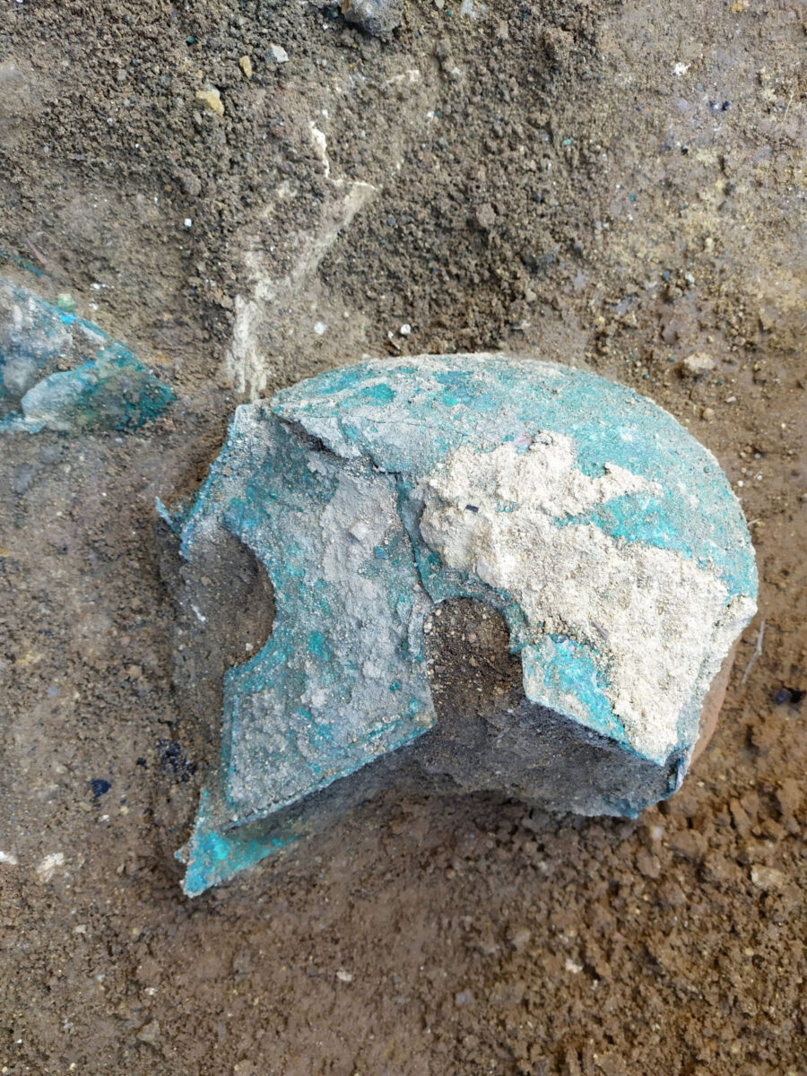 One of the helmets that came to light. Image credit: Parco Archeologico di Paestum & Velia.