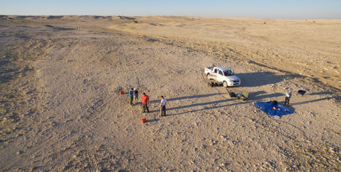 Drone shot of survey of settlement area in the Eastern Arabian Peninsula. 