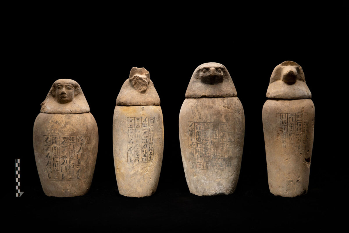 Four unused canopic jars of Wahibre-mery-Neith. Author: Petr Košárek, © archives of the Czech Institute of Egyptology.