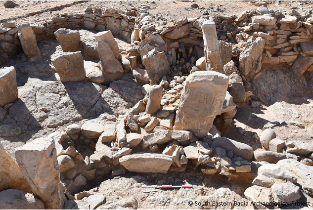 General view of the discovered ritual installation at site JKSH P52, Jibal al-Khashabiyeh area. © Photo: SEBAP
