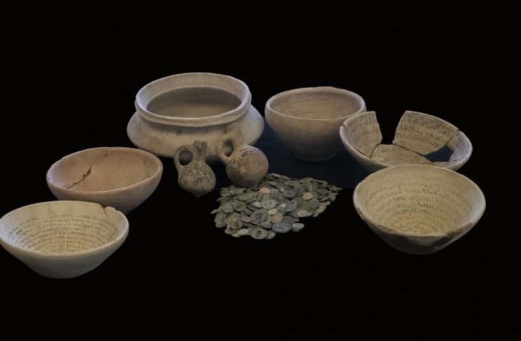 Rare and decorated bone and ivory items from the biblical period and ancient bowls dating back some 1,500 years. Image credit: IAA