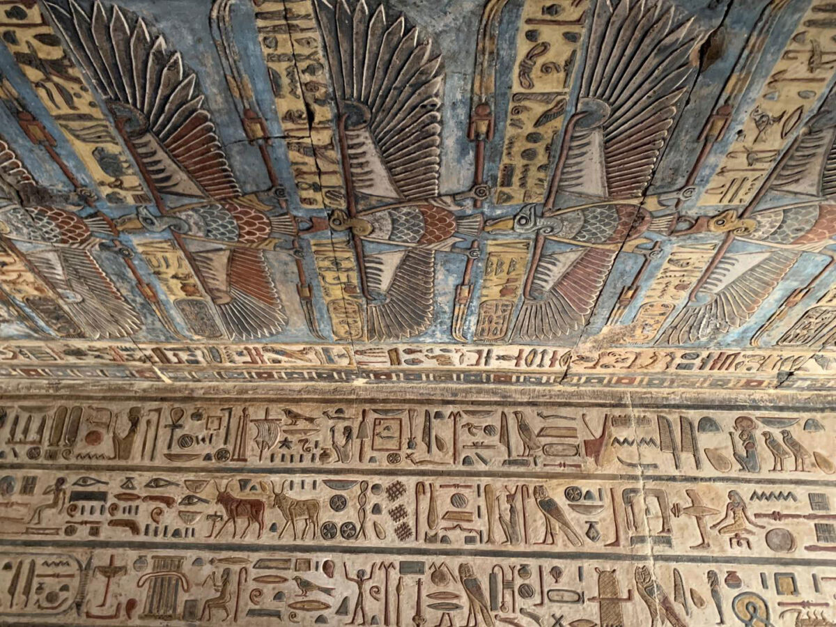 Part of the painted decoration in the Esna temple. Image credit: Ministry of Antiquities