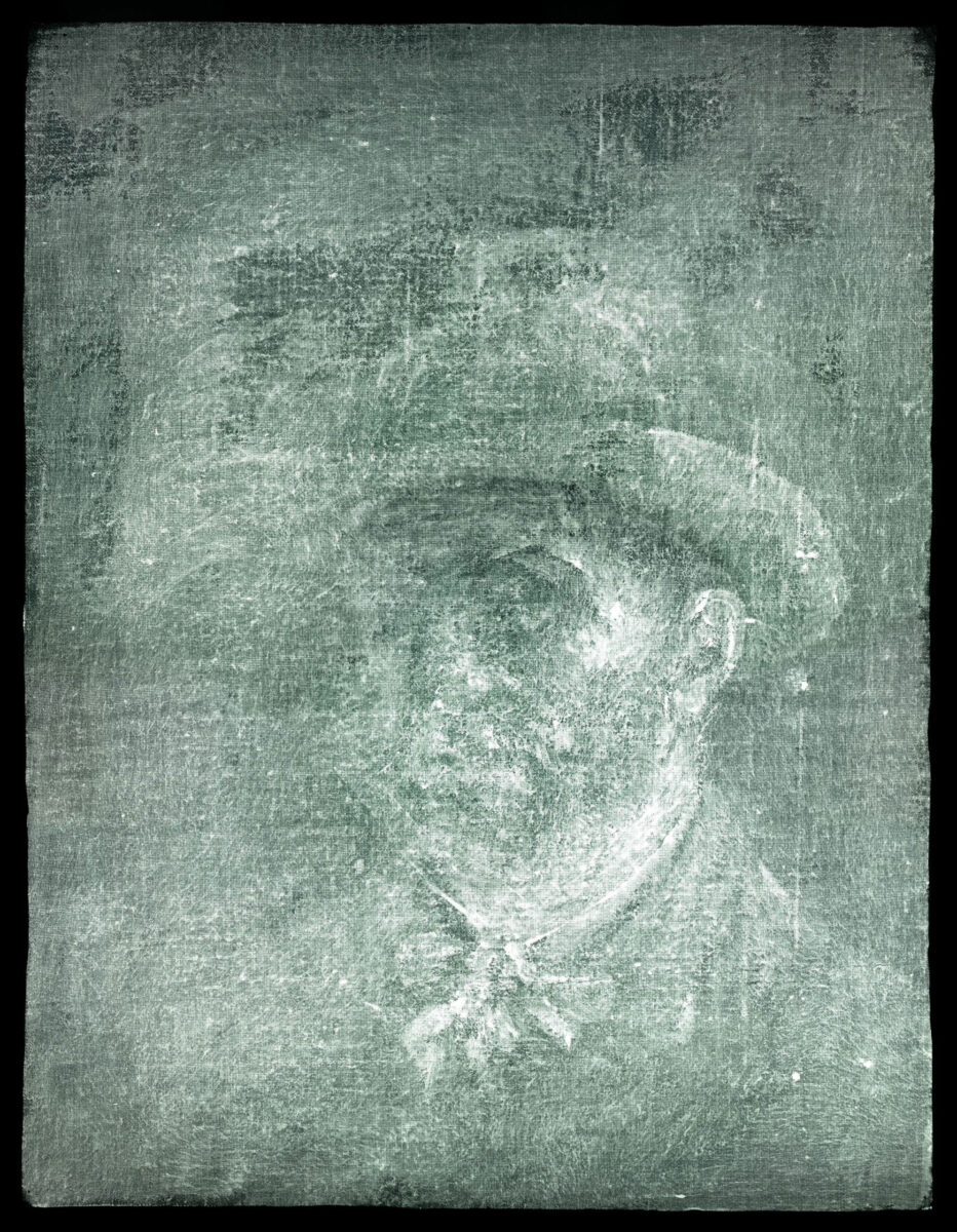 X-ray image of Vincent Van Gogh self-portrait, National Galleries of Scotland. 