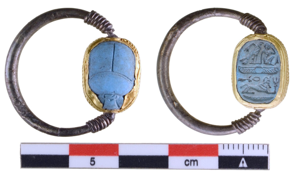 Silver ring with scarab shaped seal of faience (7th-6th c. BC). Image credit: MOCAS.
