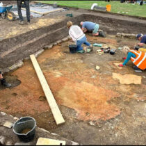 Roman mosaic uncovered at Folkestone, Kent