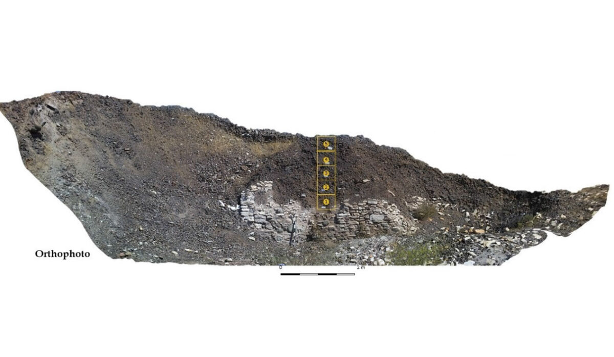 Fig. 5. Orthophoto of the slag heap at Petra with sampling points