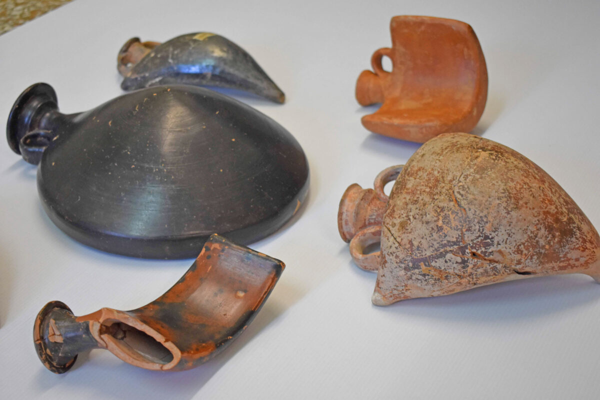 Ancient clay hot-water bottles from the National Archaeological Museum.