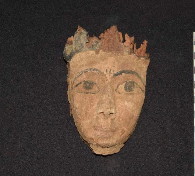 Funerary mask (face), part of the decayed coffin of a woman. Source: MoTA Egypt.
