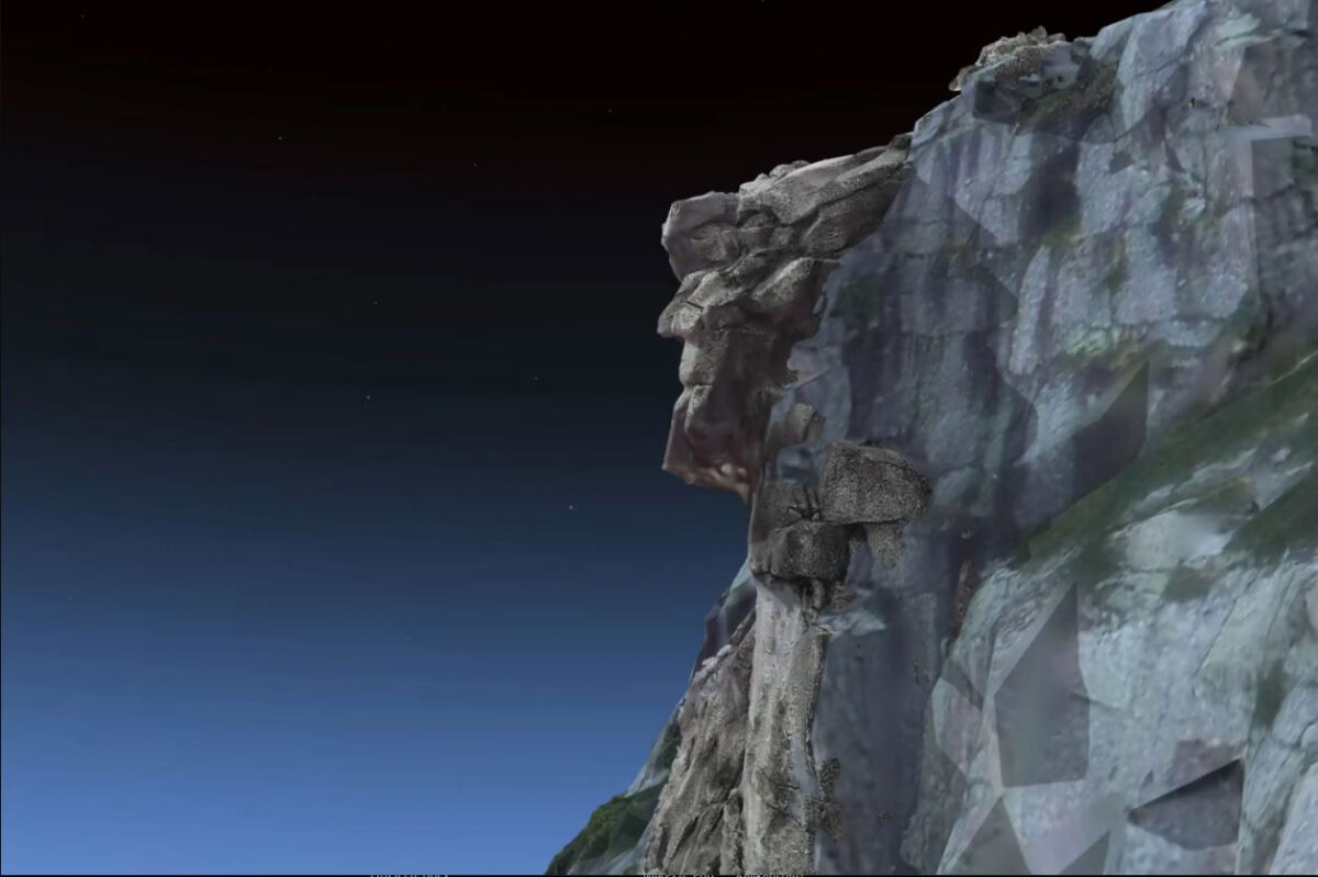 The interactive 3D model includes imagery of the Old Man of the Mountain back on Cannon Cliff. (Image by Matthew Maclay)