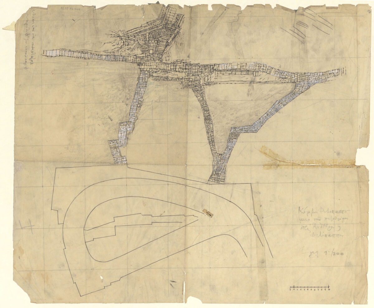 Dimitris Pikionis (1887-1968), “Acropolis-Philopappou:The pedestrian road from the Philopappou junction towards the Belvedere”, 1954-1957. Benaki Museum, Modern Greek Architecture Archives. Dimitris Pikionis Archives ΑΝΑ_67_55_35.