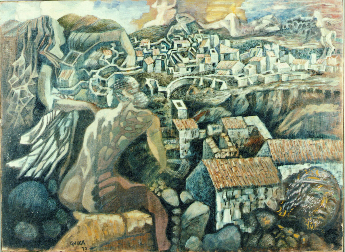 Nikos Hadjikyriakos-Ghika, “Genii Loci II”, 1970. Oil on canvas. Benaki Museum. Ghika Gallery ΠΧΓ 86.